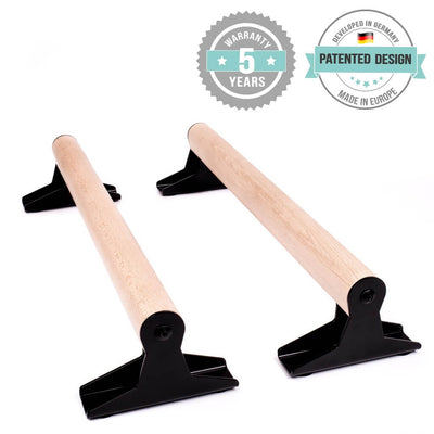 Holz-Parallettes mit ergonomischem Holzgriff – niedrig | Pullup & Dip®