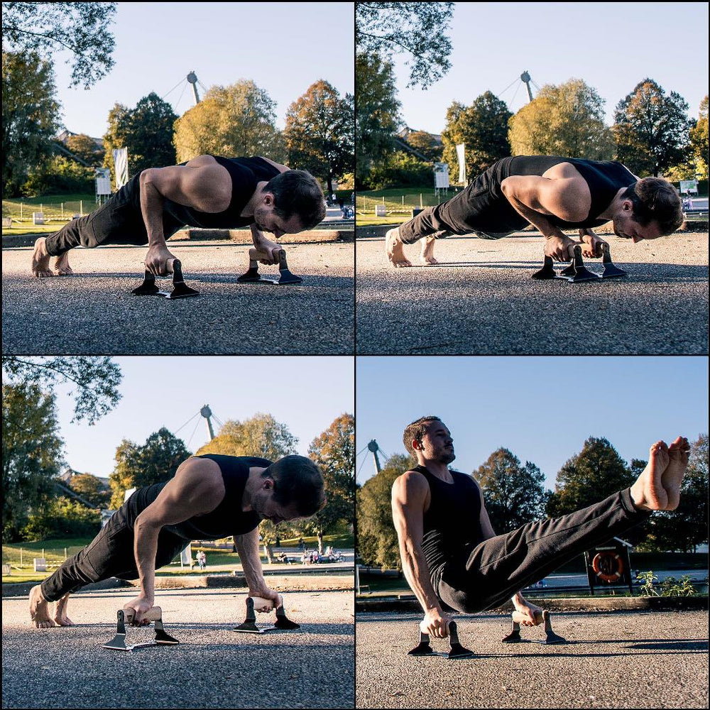 Push-up-Stützen mit ergonomischem Holzgriff – Pullup & Dip®