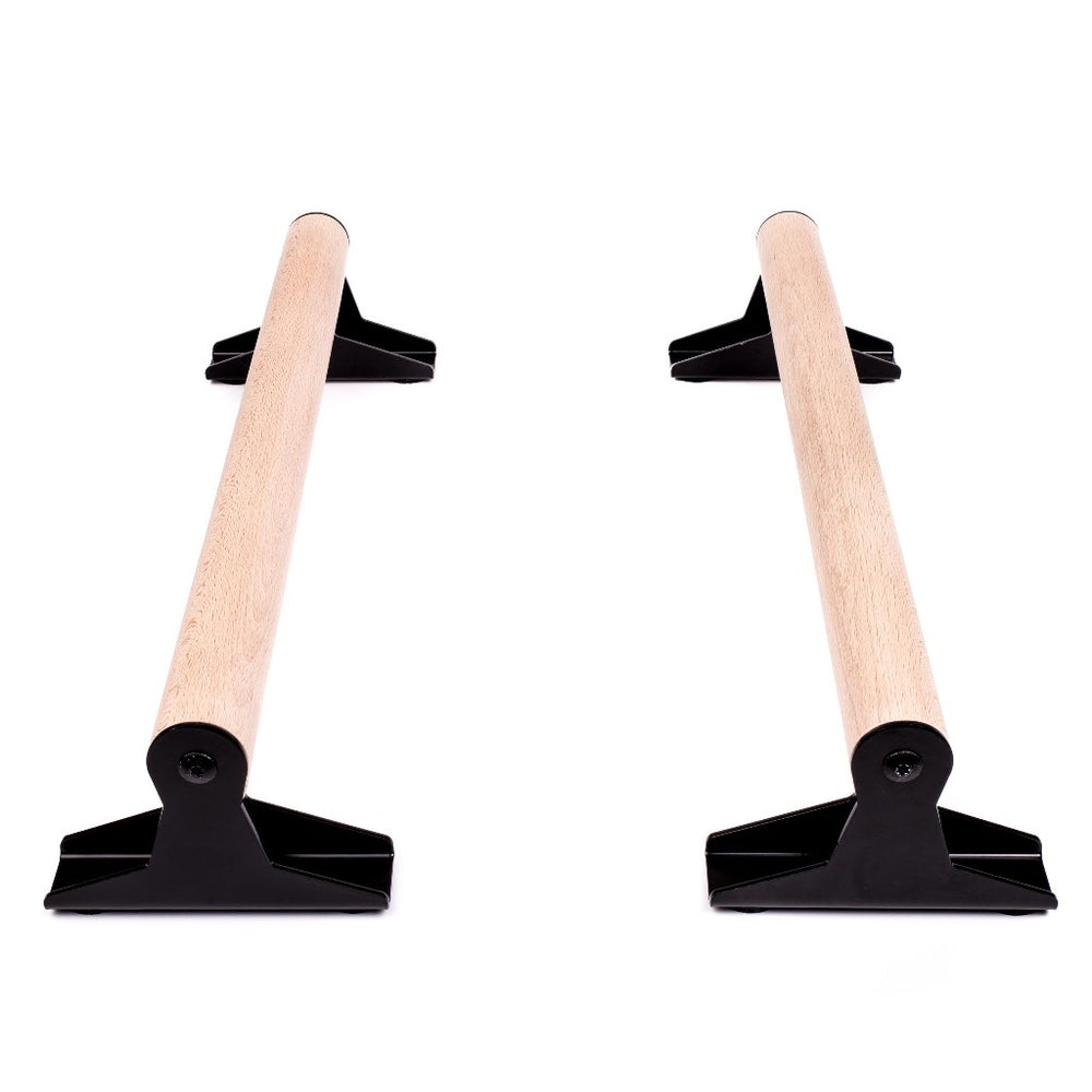 Wooden Parallettes with Ergonomic Wooden Handle - Low | Pullup & Dip®