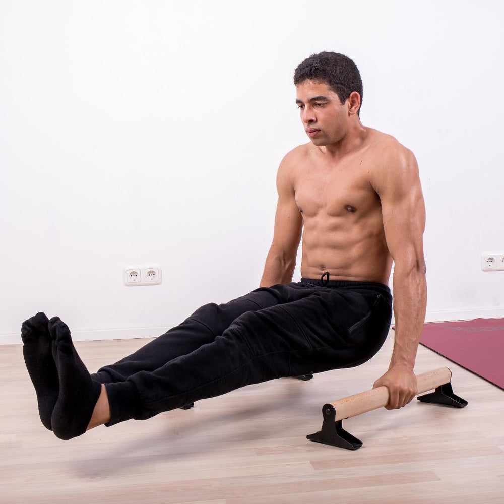 Wooden Parallettes with Ergonomic Wooden Handle - Low | Pullup & Dip®