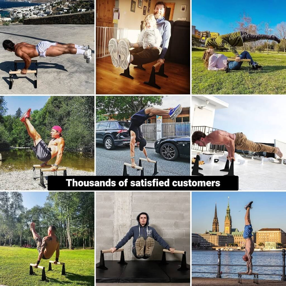 Parallettes en bois avec manche ergonomique - Moyen | Pullup & Dip®