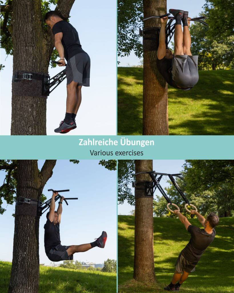 Tragbare Klimmzugstange und Dip-Bar – Montage an einem Baum | Pullup & Dip®