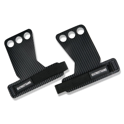 StreetGains® Carbon Fiber Palm Grips Maat L – Handbeschermers voor Calisthenics, Crossfit & Fitness – Verstelbare Grip Pads voor Optimale Steun & Bescherming